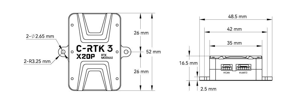 C-RTK-3-X20P Size. 尺寸图