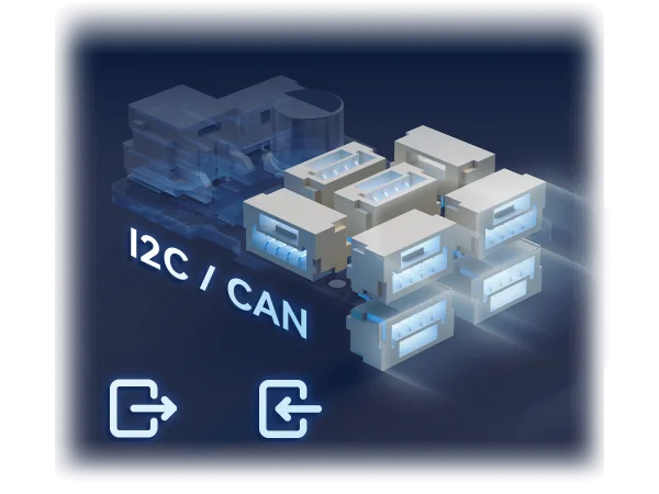 Dual-Protocol 8-Way Expansion,Support Multi-Device Collaboration.双协议 8 路扩展，⽀持多设备协同。IC-HUB Pro