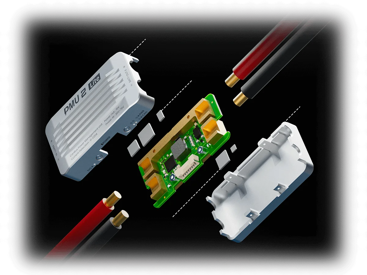 UAV DroneCAN Power Manager Unit Aluminum Alloy Shell. 无人机 DroneCAN 电源管理单元 航空铝外壳. PMU 2 Lite