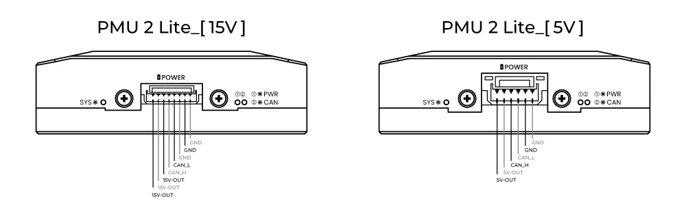 UAV DroneCAN Power Manager Unit Dimension. 无人机 DroneCAN 电源管理单元接口. PMU 2 Lite